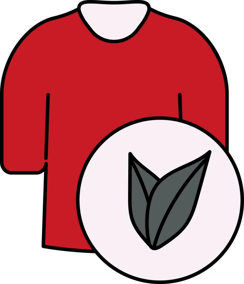 hoja con camiseta icono en rojo y gris color. vector