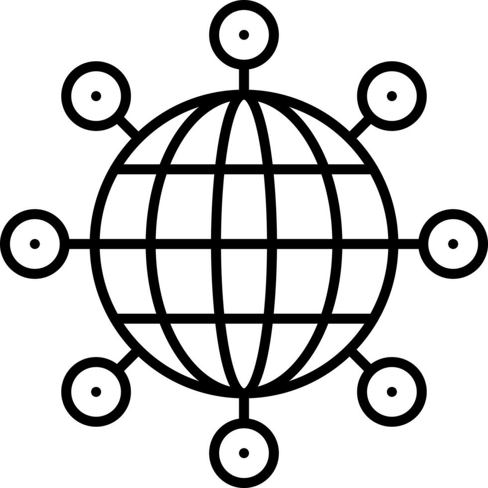 Global Connection Icon In Black Linear Art. vector