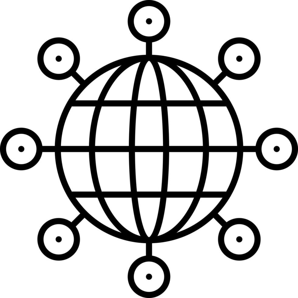 Global Connection Icon In Black Linear Art. vector