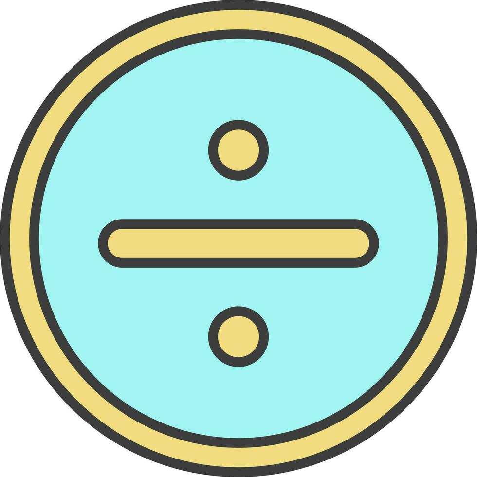 Isolated Division Button Icon In Yellow And Turquoise Color. vector