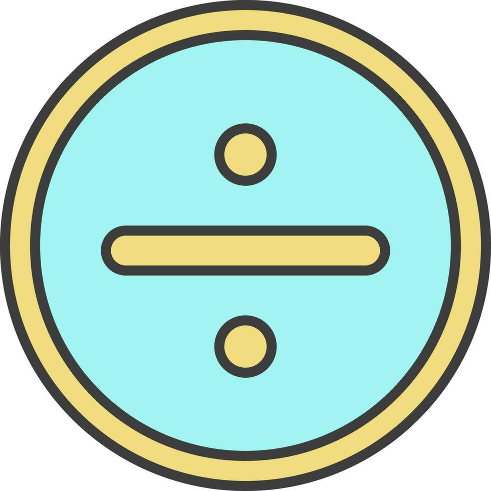 Isolated Division Button Icon In Yellow And Turquoise Color. vector