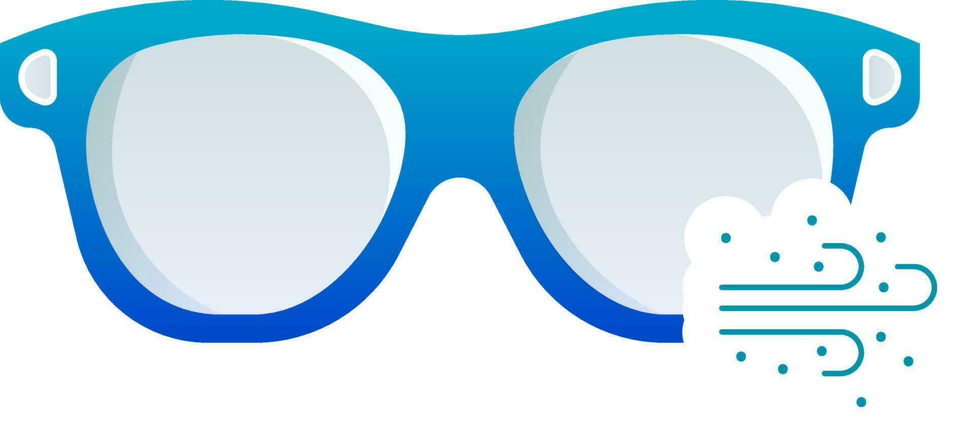 Dust Repellent Glasses Flat Icon In Blue Color. vector