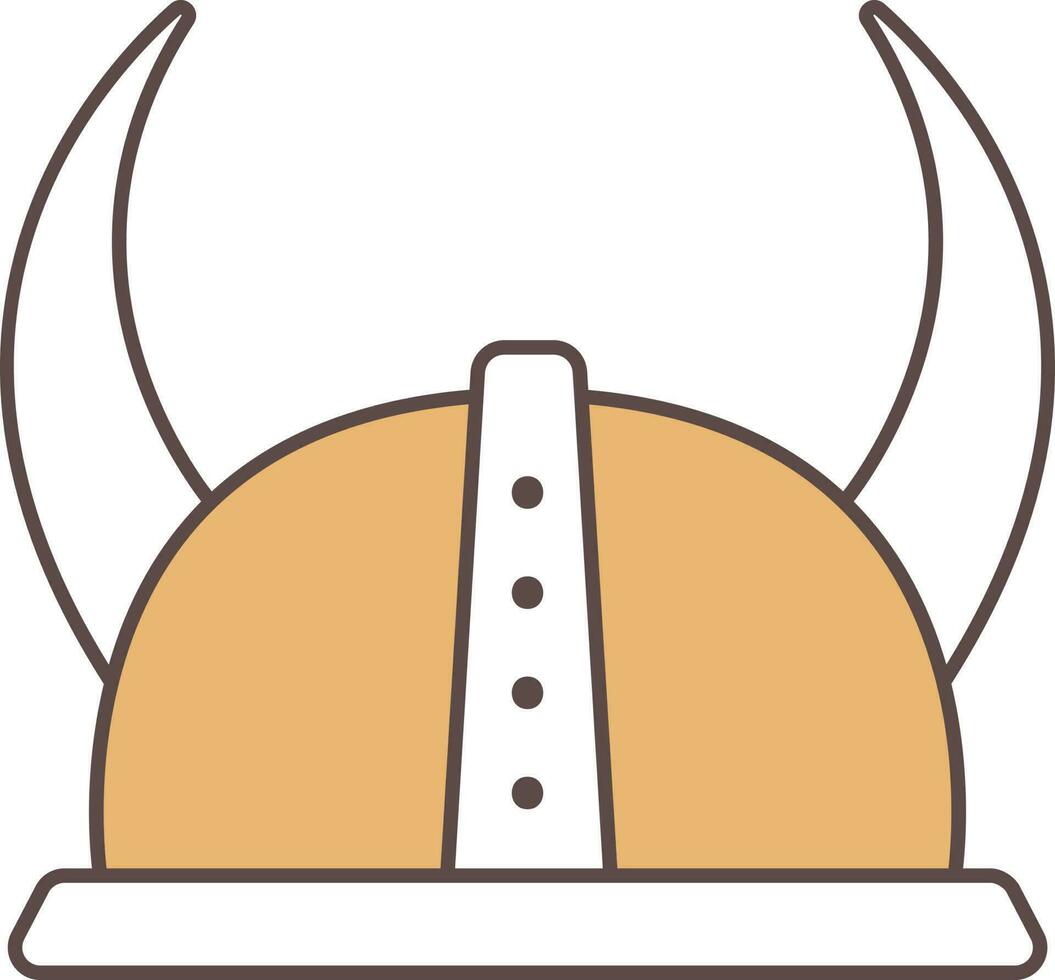 Isolated Viking Helmet Icon In Brown And White Color. vector