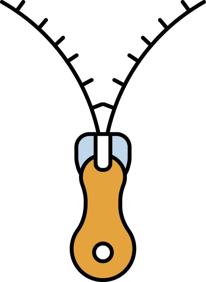 Orange And Blue Zipper Icon In Flat Style. vector