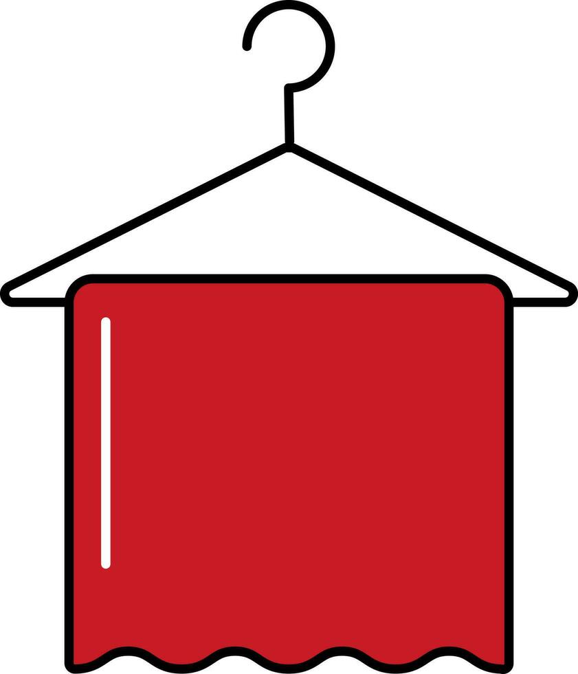 Red Towel Hanger Icon In Flat Style. vector