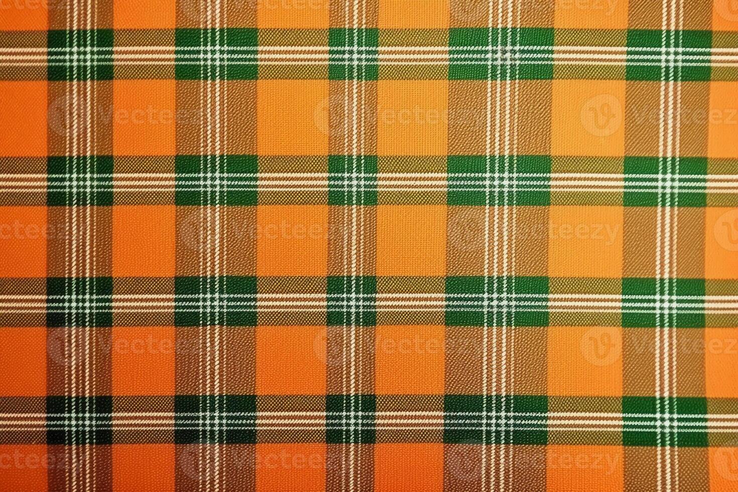 orange fabric textile pattern, plaid background, linen cotton. photo