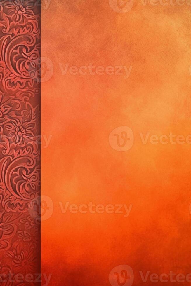 orange Pantone color background paper texture Rangoli pattern painting. photo