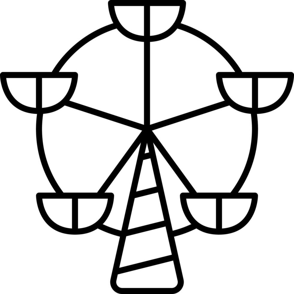 Ferris Wheel Icon In Black Line Art. vector