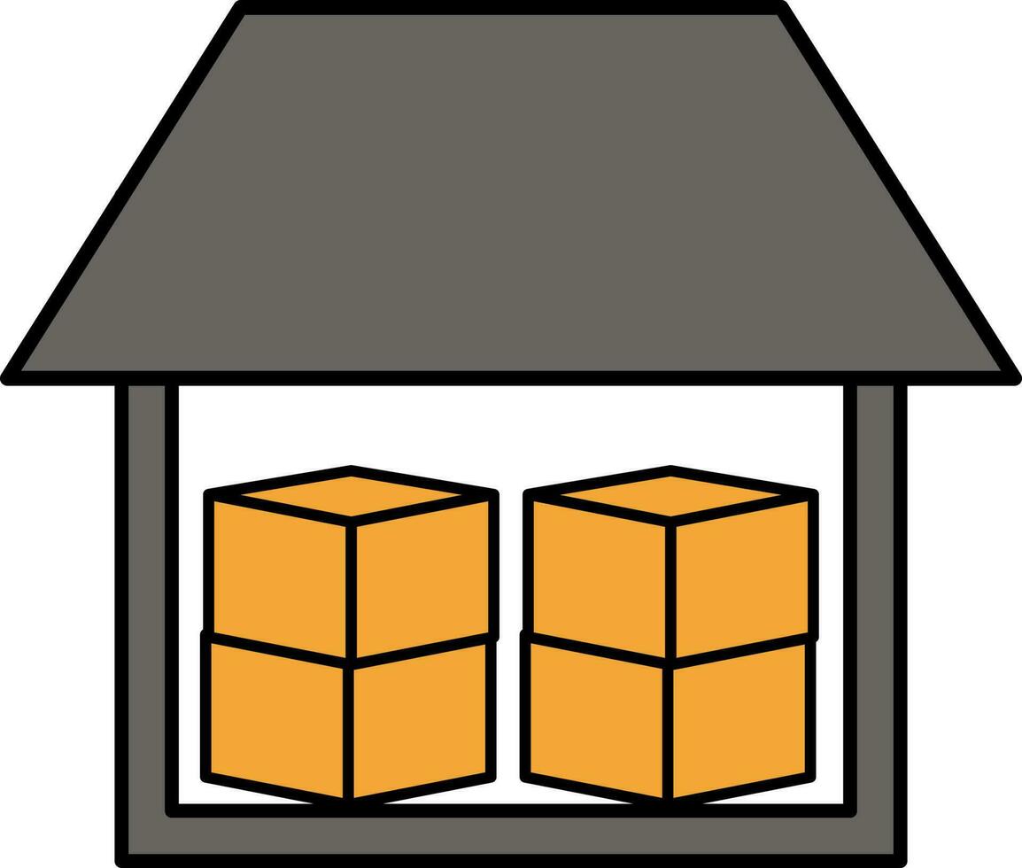 Warehouse Icon In Gray And Orange Color. vector