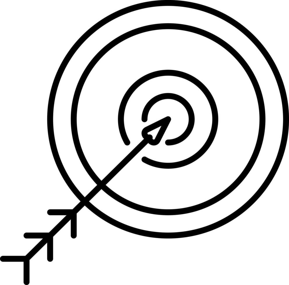 flecha golpear centrar tablero icono en negro línea Arte. vector