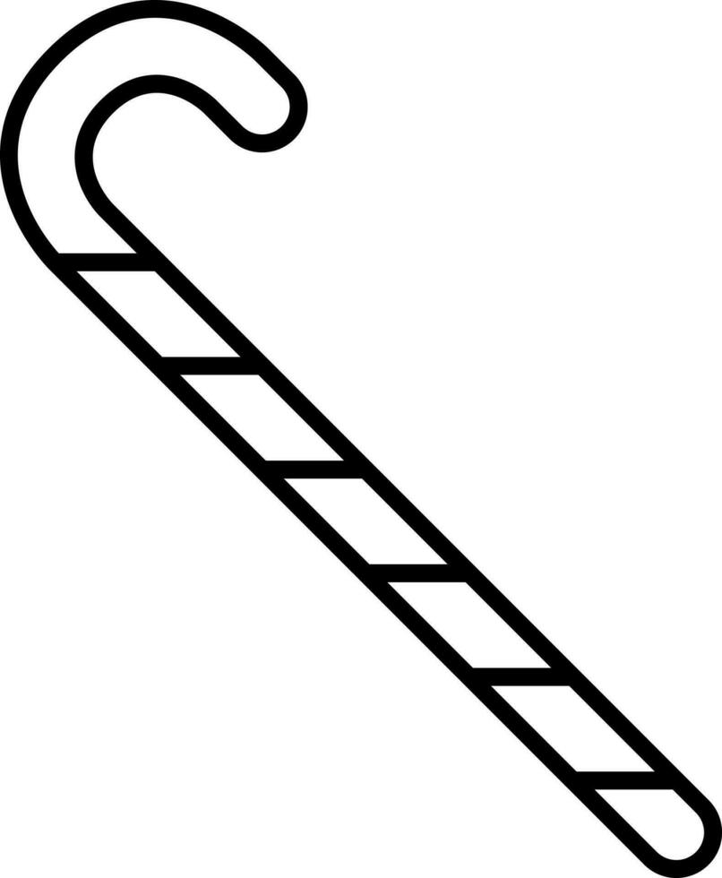 Candy Cane Icon In Black Outline. vector