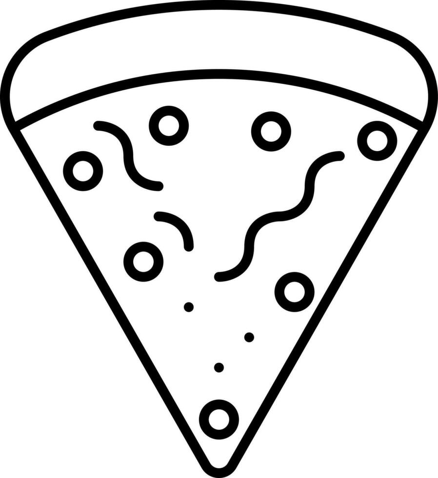 Pizza rebanada icono en negro describir. vector