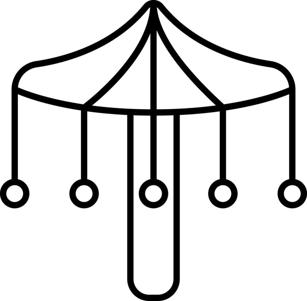 Carousel Swing Icon In Black Line Art. vector