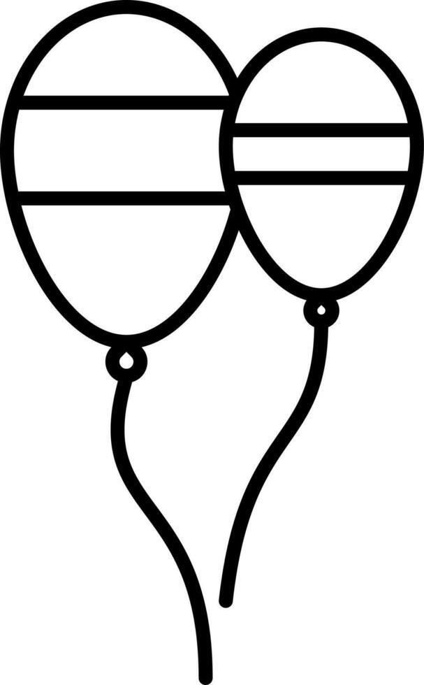 Two Balloons Fly Icon In Black Outline. vector
