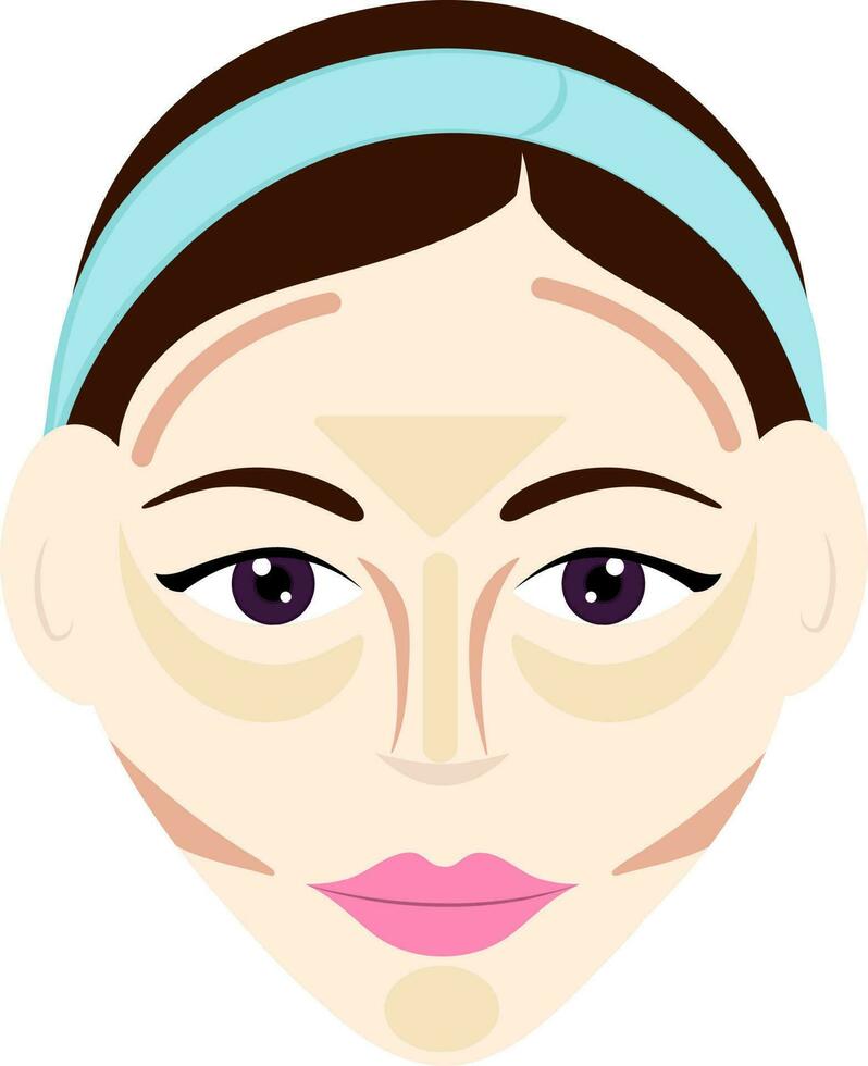 Flat Style Contour Or Highlight To Heart Face Shape Female Icon. vector