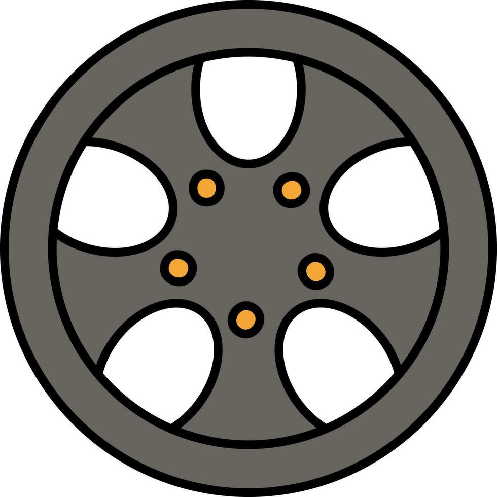 Grey Wheel Icon In Flat Style. vector