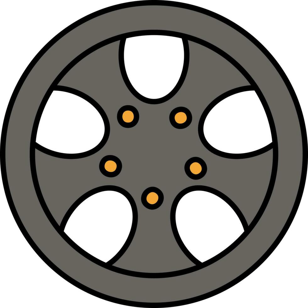 Grey Wheel Icon In Flat Style. vector