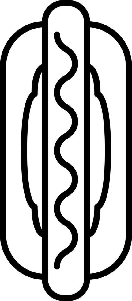Isolated Hotdog Icon In Black Line Art. vector