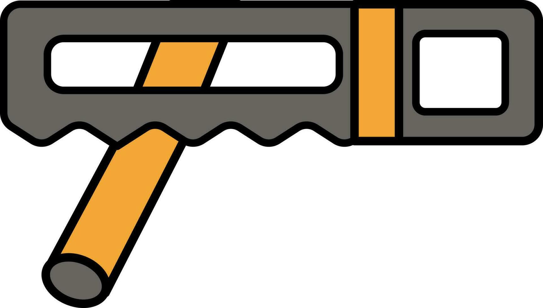 Pipe Cutting With Hacksaw Icon In Gray And Orange Color. vector