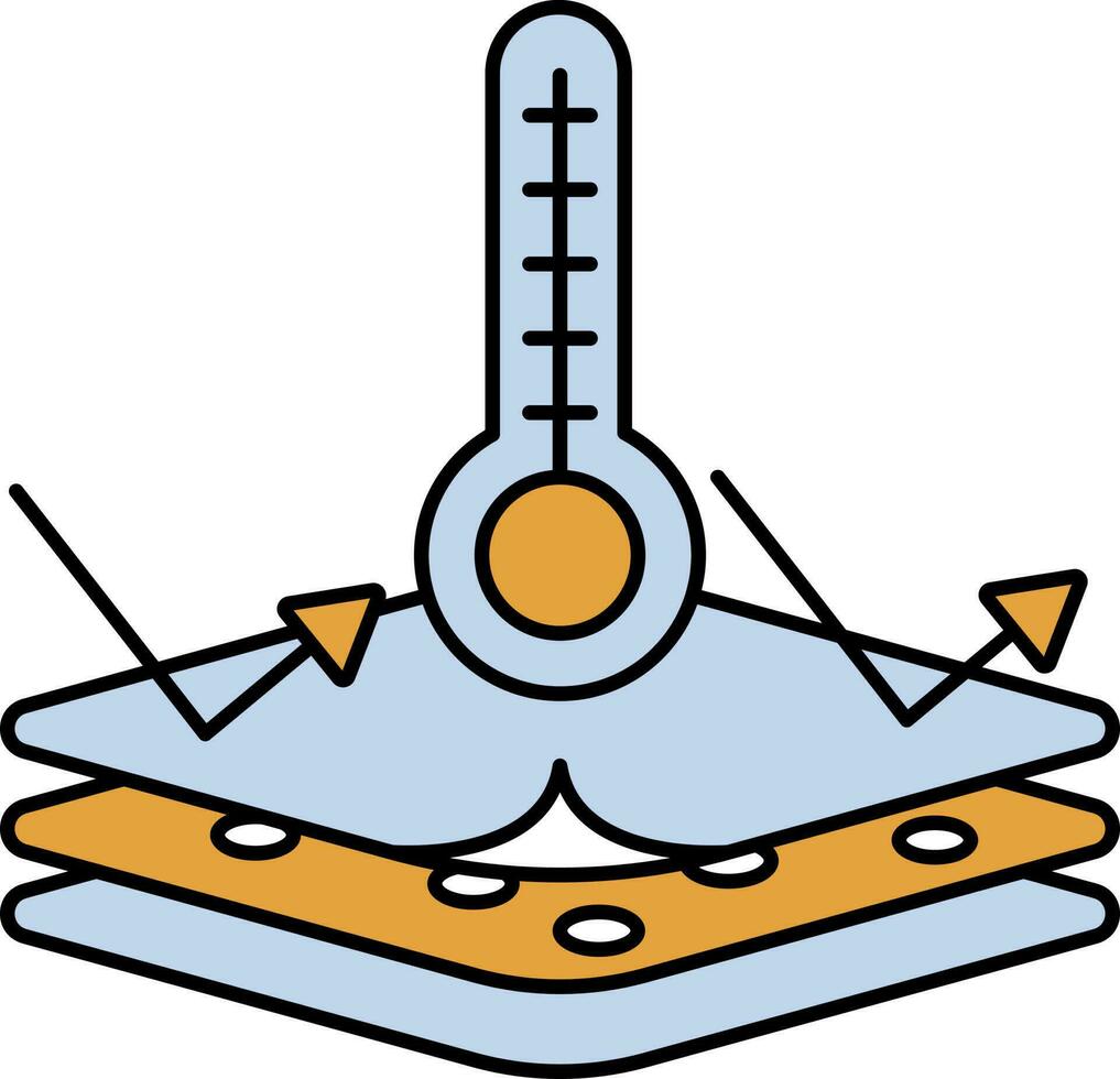 térmico conductividad capa azul y naranja icono. vector