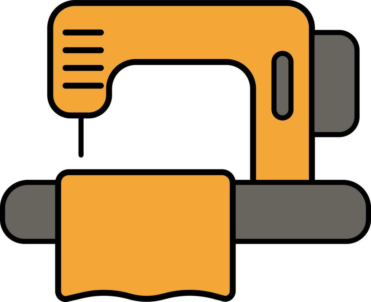 Electric Sewing Machine Icon In Orange And Gray Color. vector