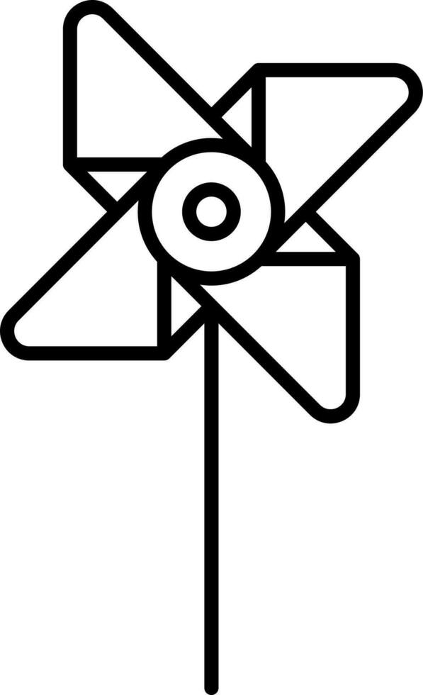 Isolated Pinwheel Icon In Black Outline. vector