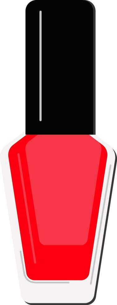 Red Nail Polish Bottle Icon In Flat Style. vector