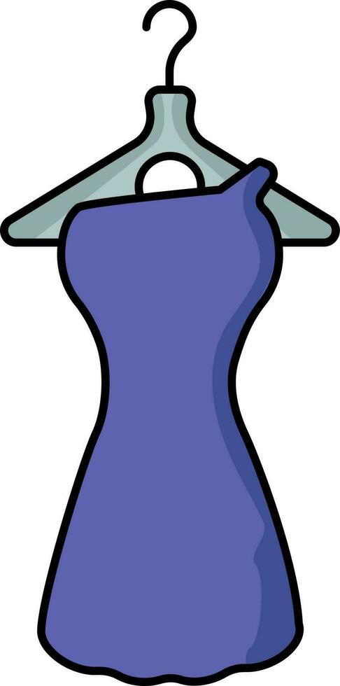 One Side Sleeveless Dress Hanger Icon In Navy Blue Color. vector