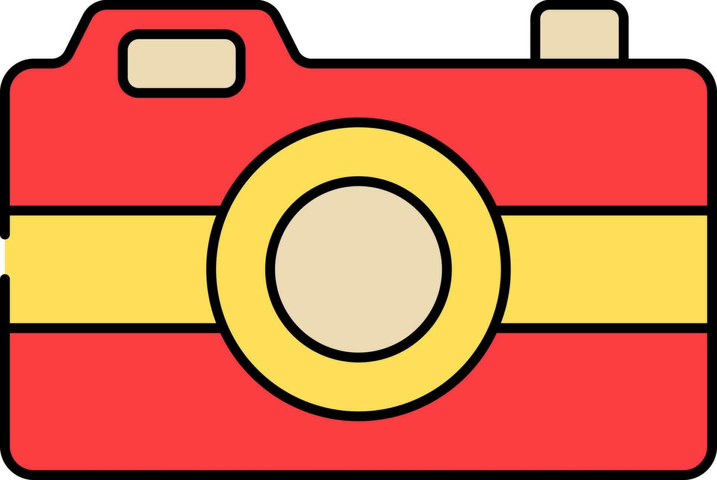 Red And Yellow Camera Icon In Flat Style. vector
