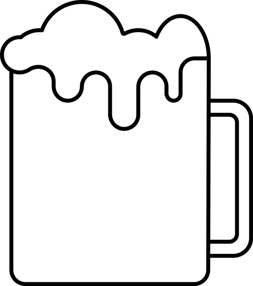 cerveza espuma vaso negro línea Arte icono. vector