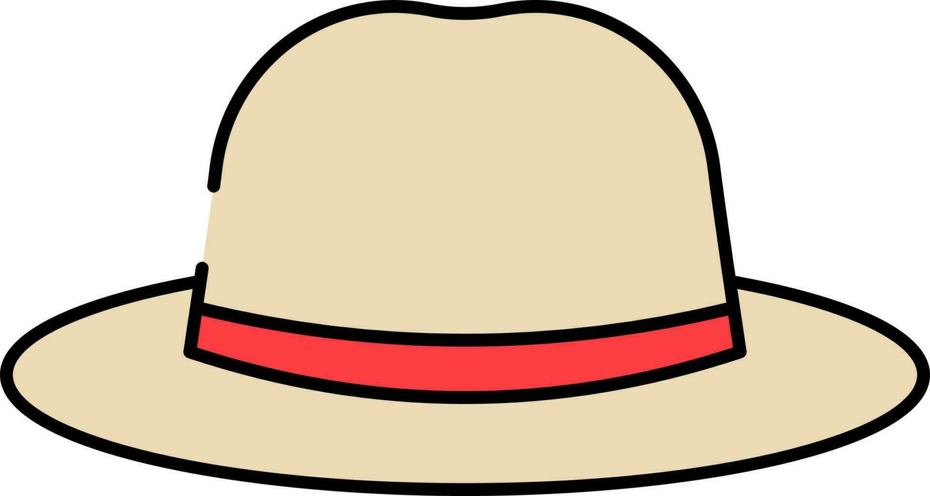 plano estilo fedora sombrero icono en rojo y amarillo color. vector