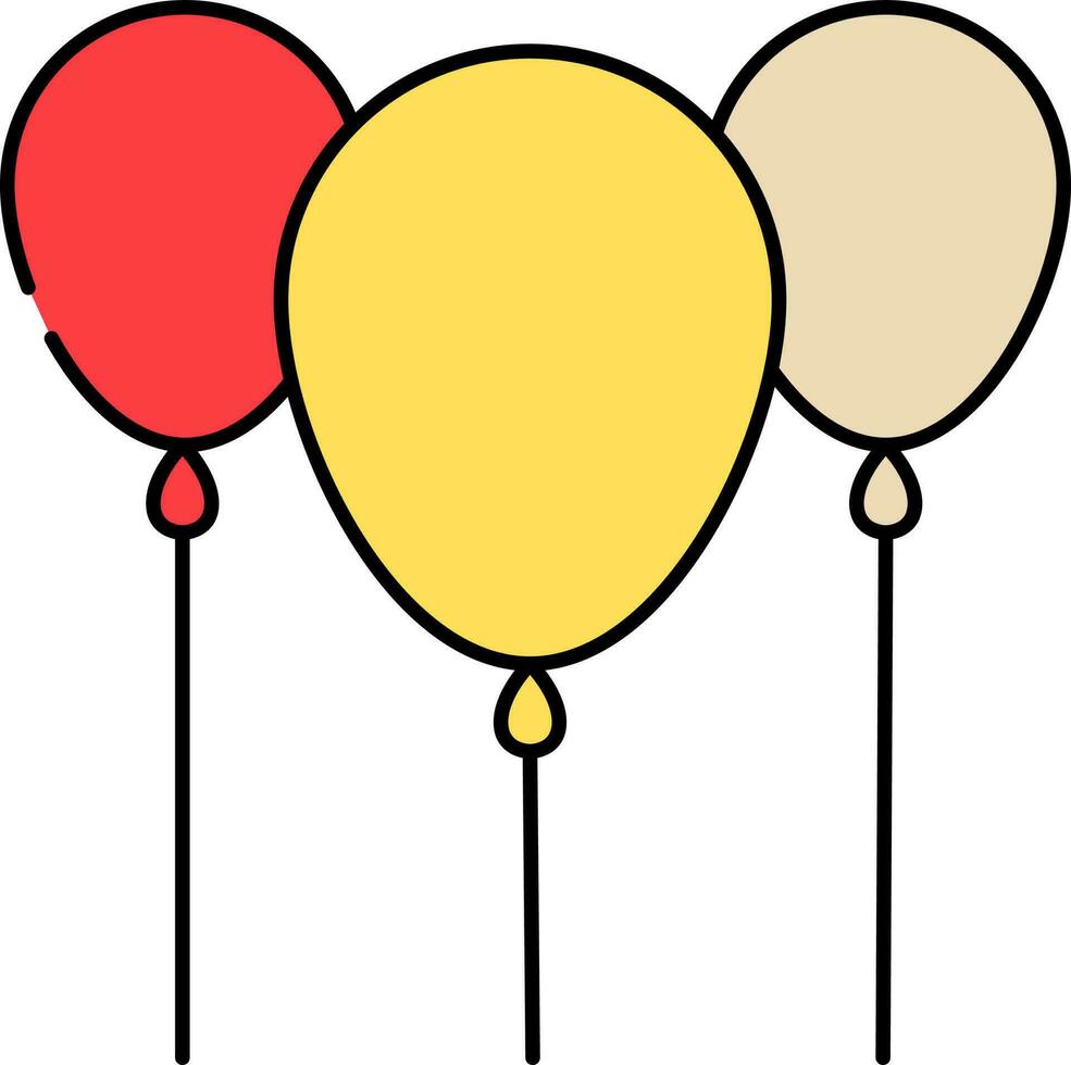 amarillo y rojo oval globos icono en blanco antecedentes. vector