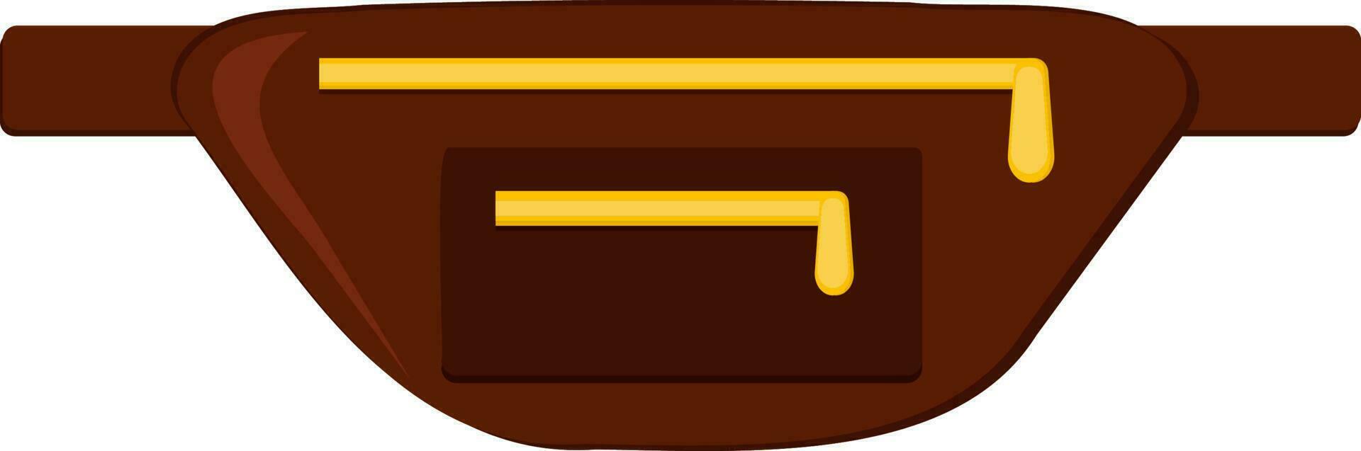 Waist Or Chest Bag Flat Icon In Brown And Yellow Color. vector