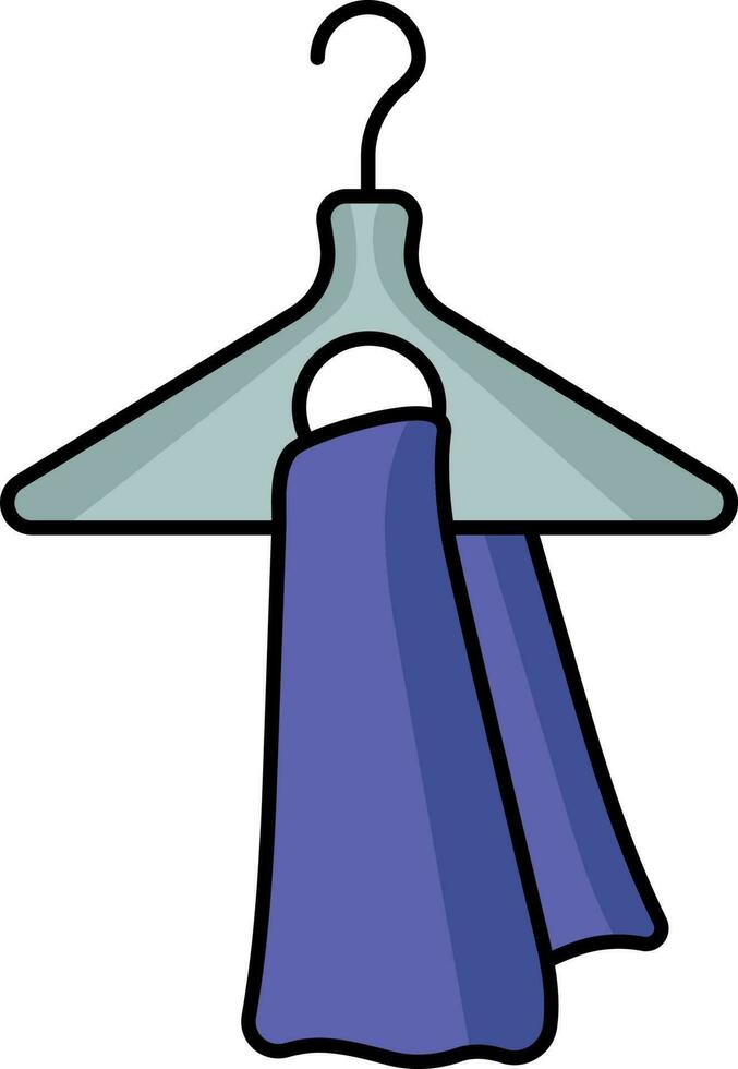 Gray And Navy Blue Color Scarf On Hanger Icon. vector