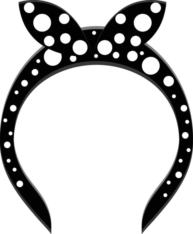 Dotted Ear Hair Band Flat Icon In Black And White Color. vector