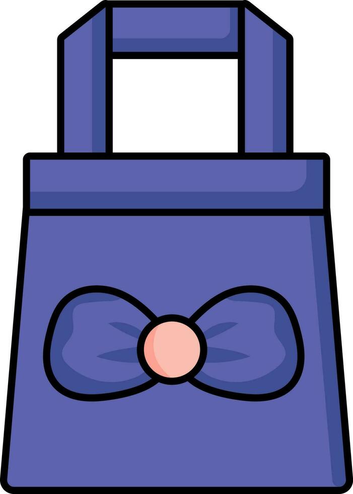 Isolated Bow Bag Icon In Navy Blue Color. vector