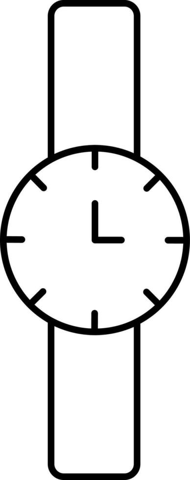 Black Outline Illustration Of Wristwatch Flat Icon. vector