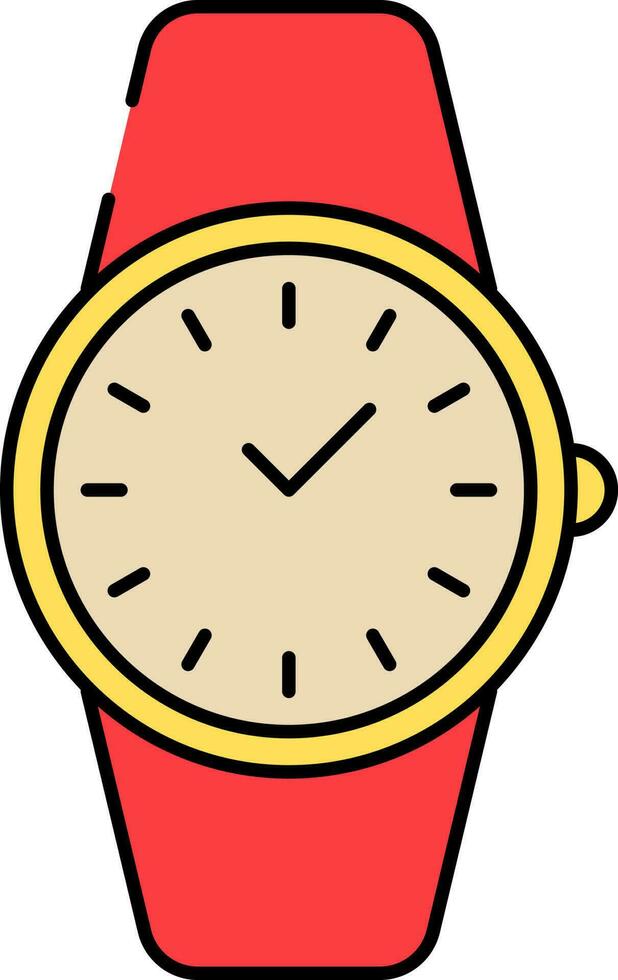 rojo y amarillo reloj de pulsera icono en plano estilo. vector