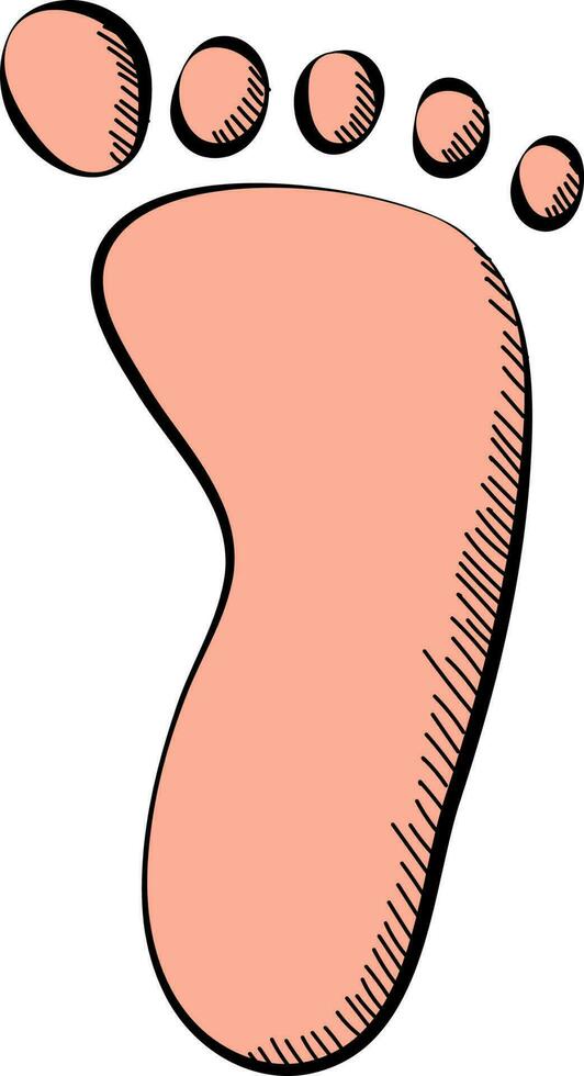 Peach Illustration Of Bare Footprint Doodle Icon. vector