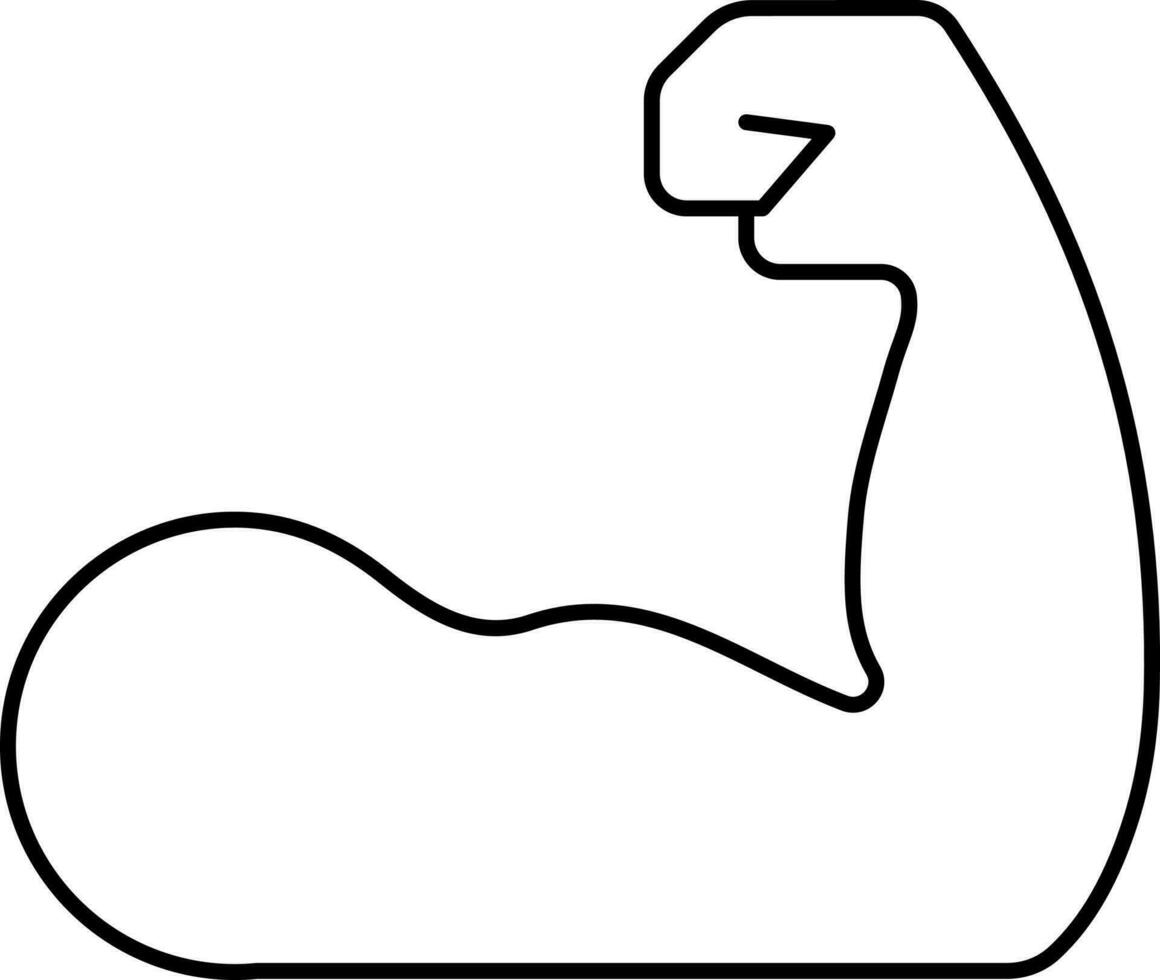 Black Outline Strong Arm Icon Or Symbol. vector