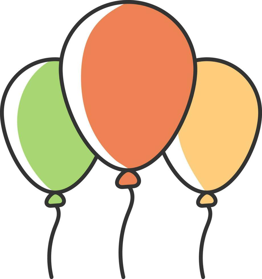 Yellow, Red And Green Oval Balloons Icon. vector