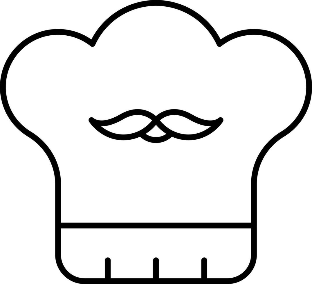 Isolated Chef Hat Icon in Black Line Art. vector