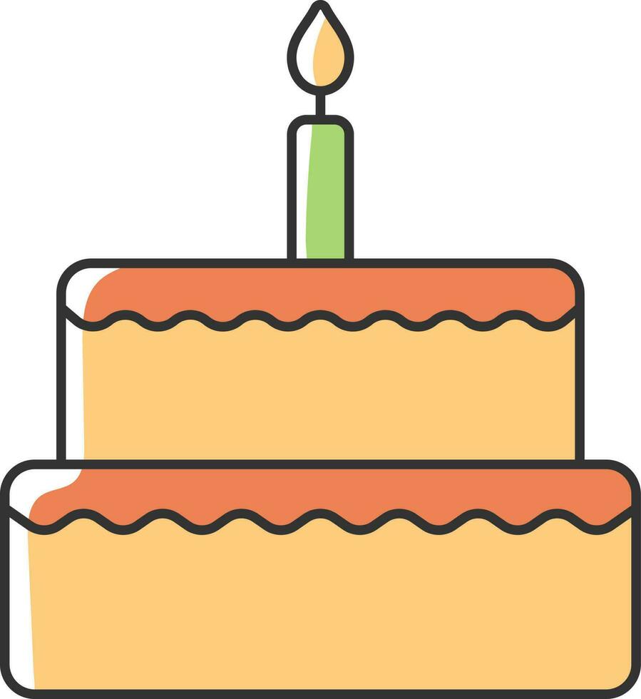 Burning Candle Two Layer Cake Flat Icon. vector