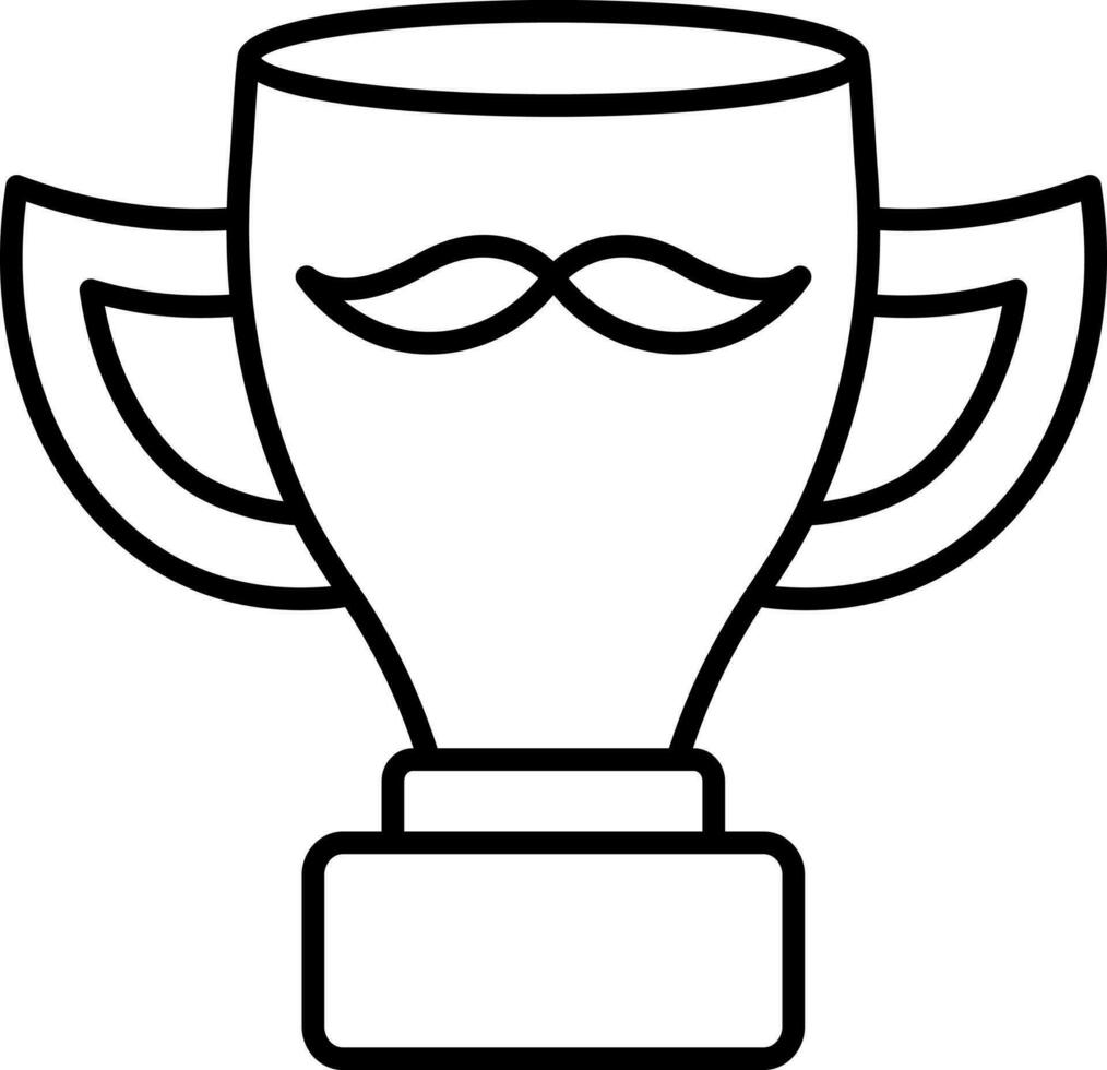 Black Thin Line Art of Mustache Symbol Trophy Icon. vector