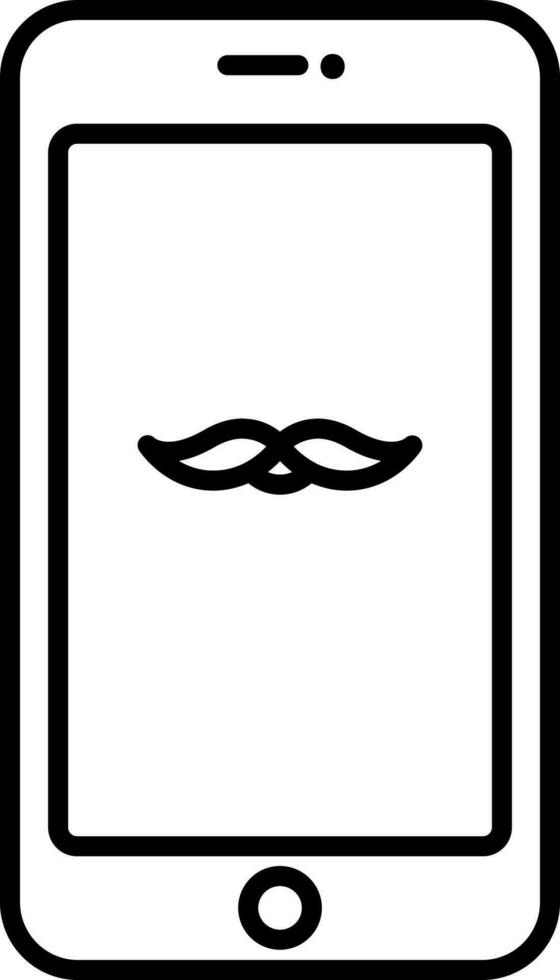 Heart Symbol in Smartphone Screen Icon in Thin Line Art. vector