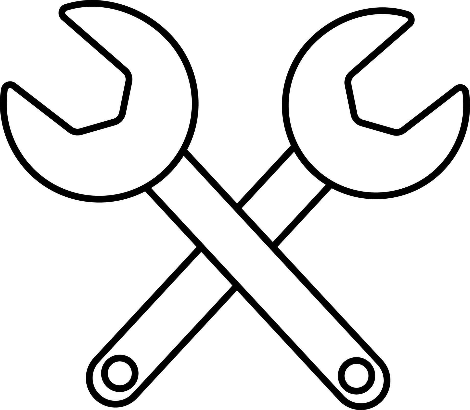 Cross Wrench Icon In Linear Style. 24182948 Vector Art at Vecteezy