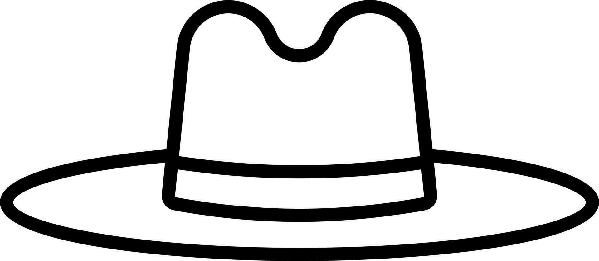 Black Linear Style Fedora Hat Flat Icon. vector