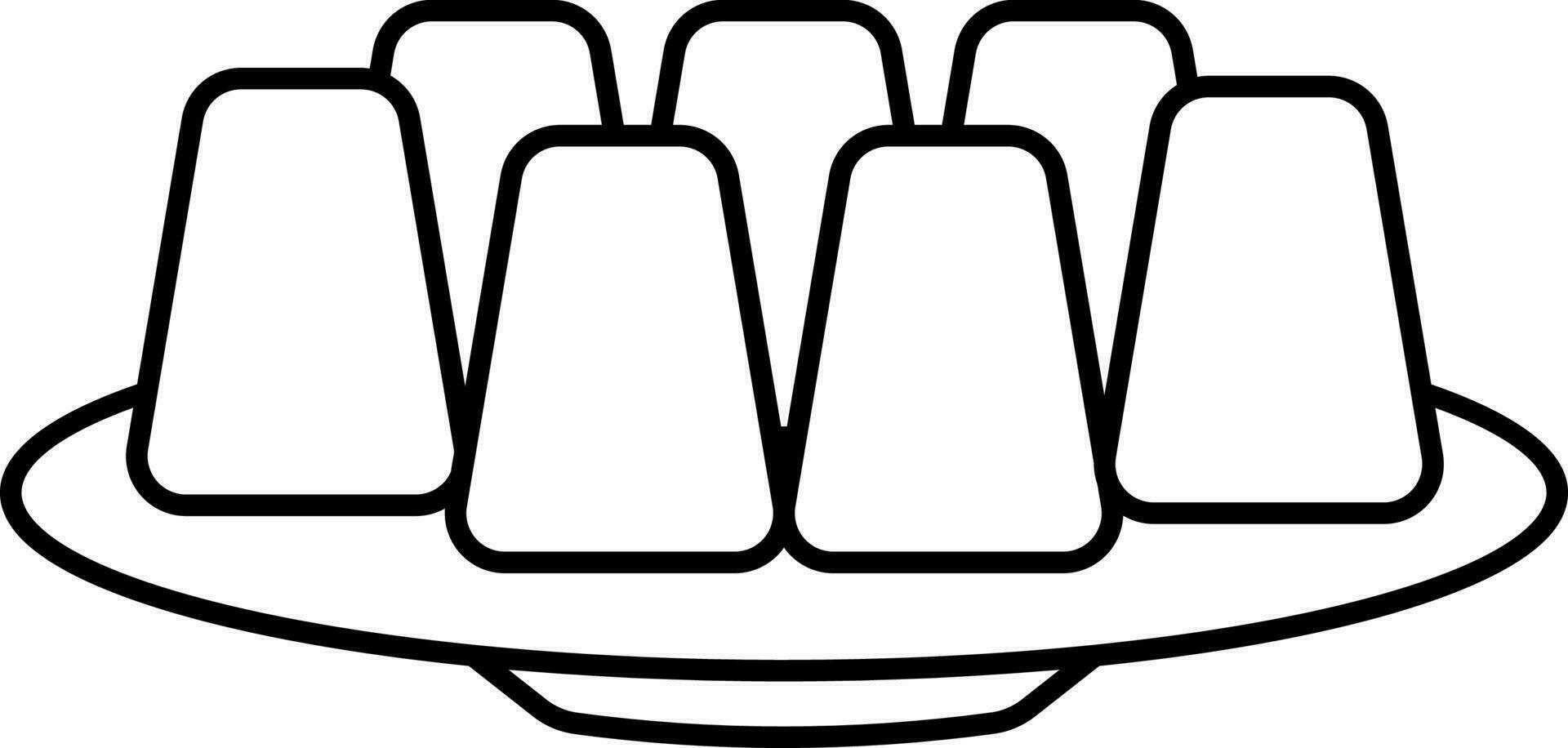 Black Line Art Illustration OfJaggery Plate Icon. vector