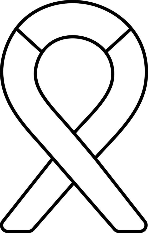 Cancer Ribbon Icon In Black Outline. vector