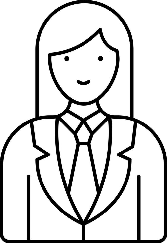 Business Woman Icon In Line Art. vector